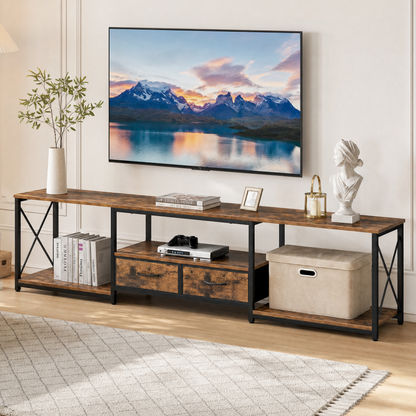 Milan Rustic TV Cabinet Entertainment Unit with Drawers & Storage