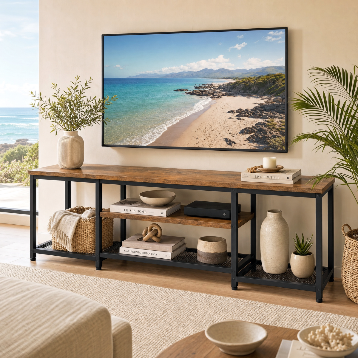 Soho Rustic TV Cabinet Stand Entertainment Unit with Storage Shelves