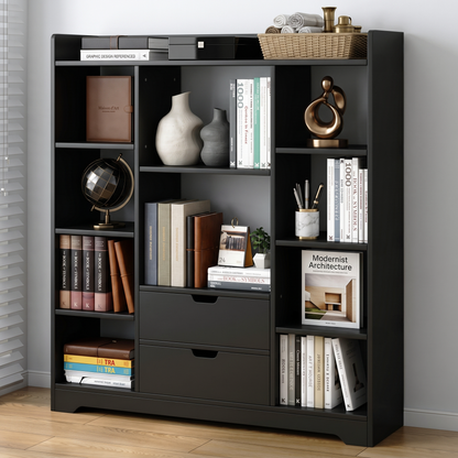 Eden Wardrobe Cupboard Bookshelf with Drawer Furniture (Black)