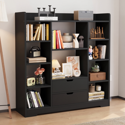 Eden Wardrobe Cupboard Bookshelf with Drawer Furniture (Black)