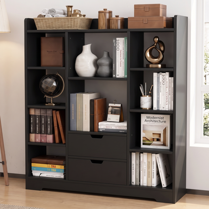 Eden Wardrobe Cupboard Bookshelf with Drawer Furniture (Black)