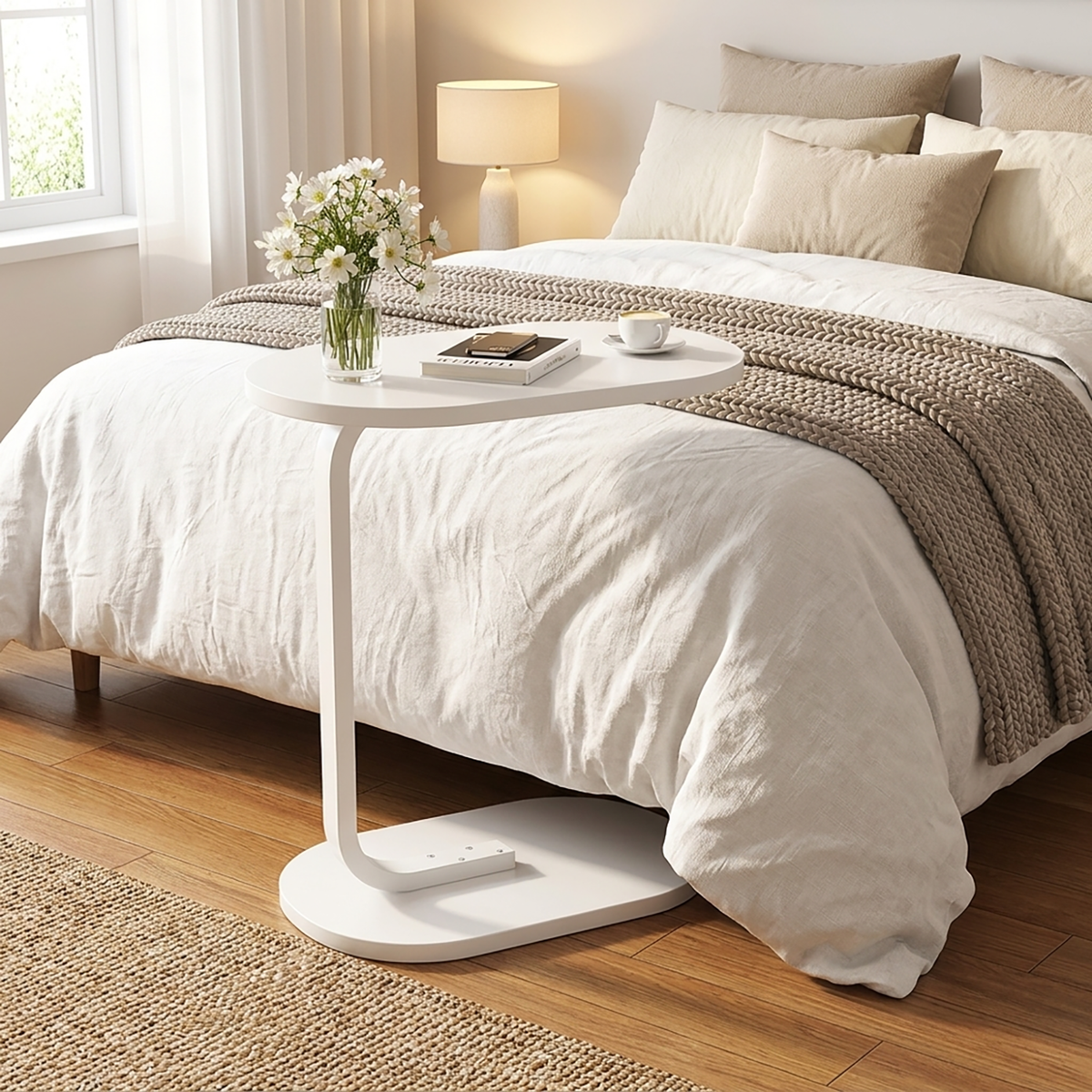 Cogency Sofa Bed Side Table Laptop Desk Accent Coffee Stand (White)