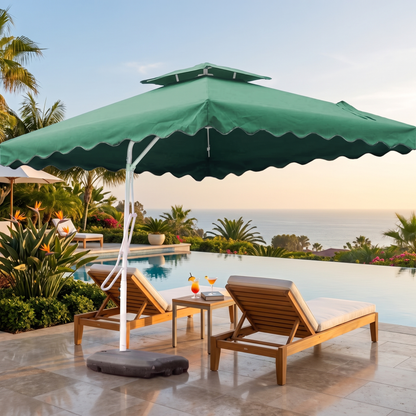 Varossa 3.5m Large Square Cantilever Outdoor Umbrella  (Green)