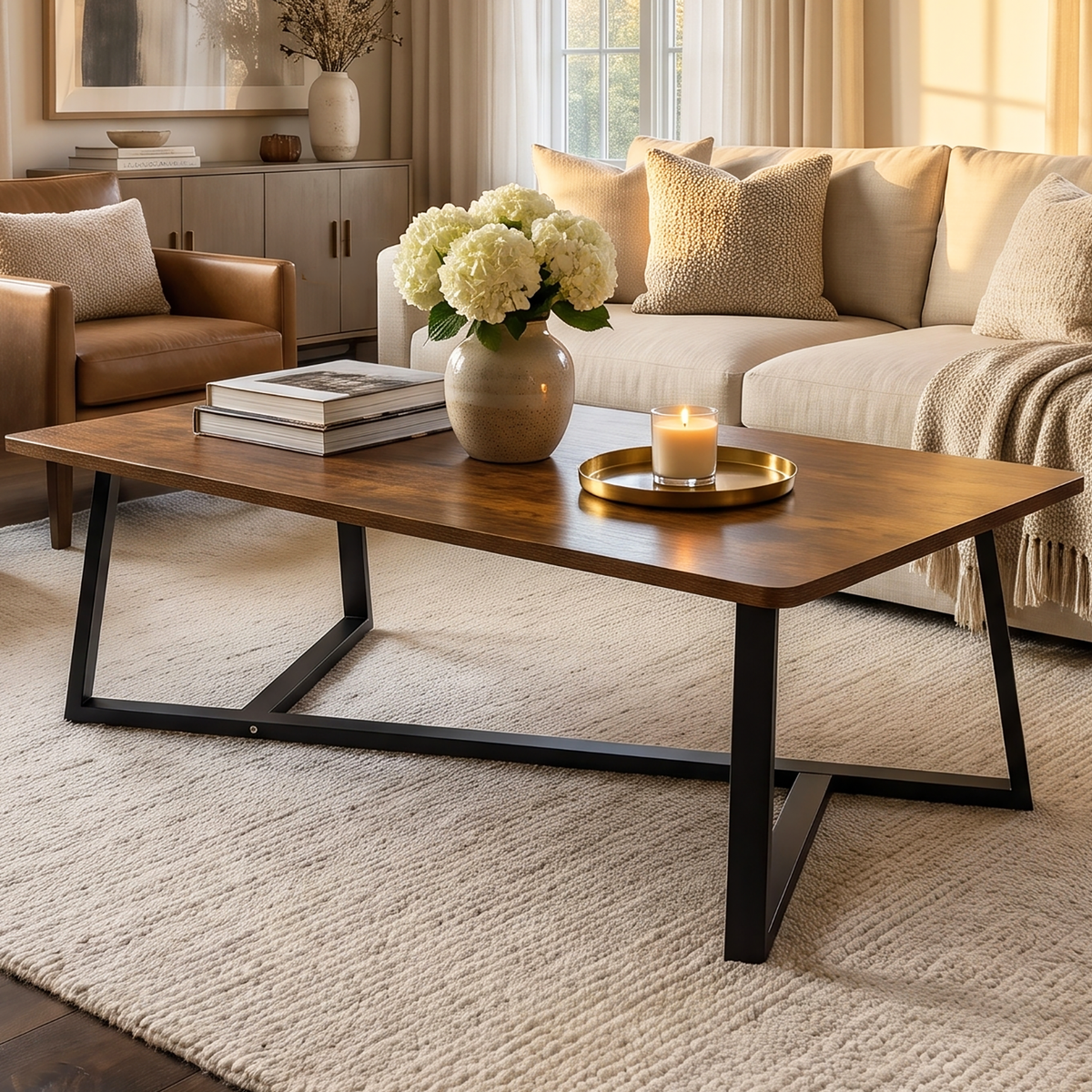 Soho Rustic Wood and Metal Coffee Table