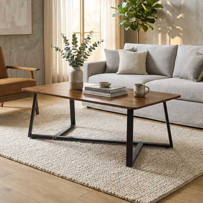 Soho Rustic Wood and Metal Coffee Table
