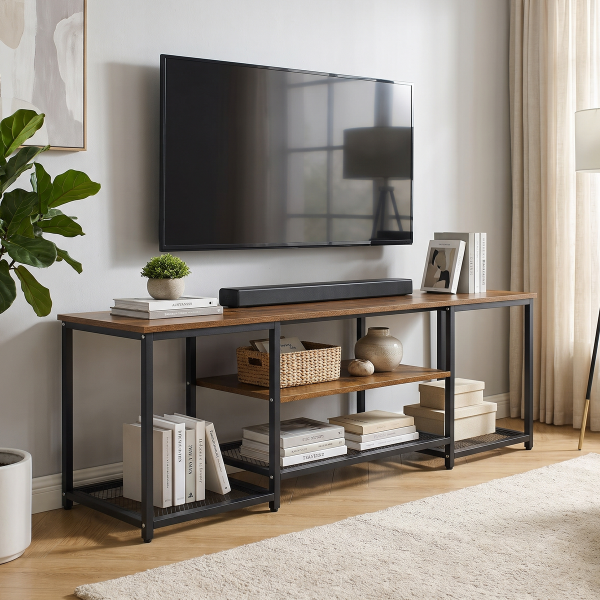 Soho Rustic TV Cabinet Stand Entertainment Unit with Storage Shelves