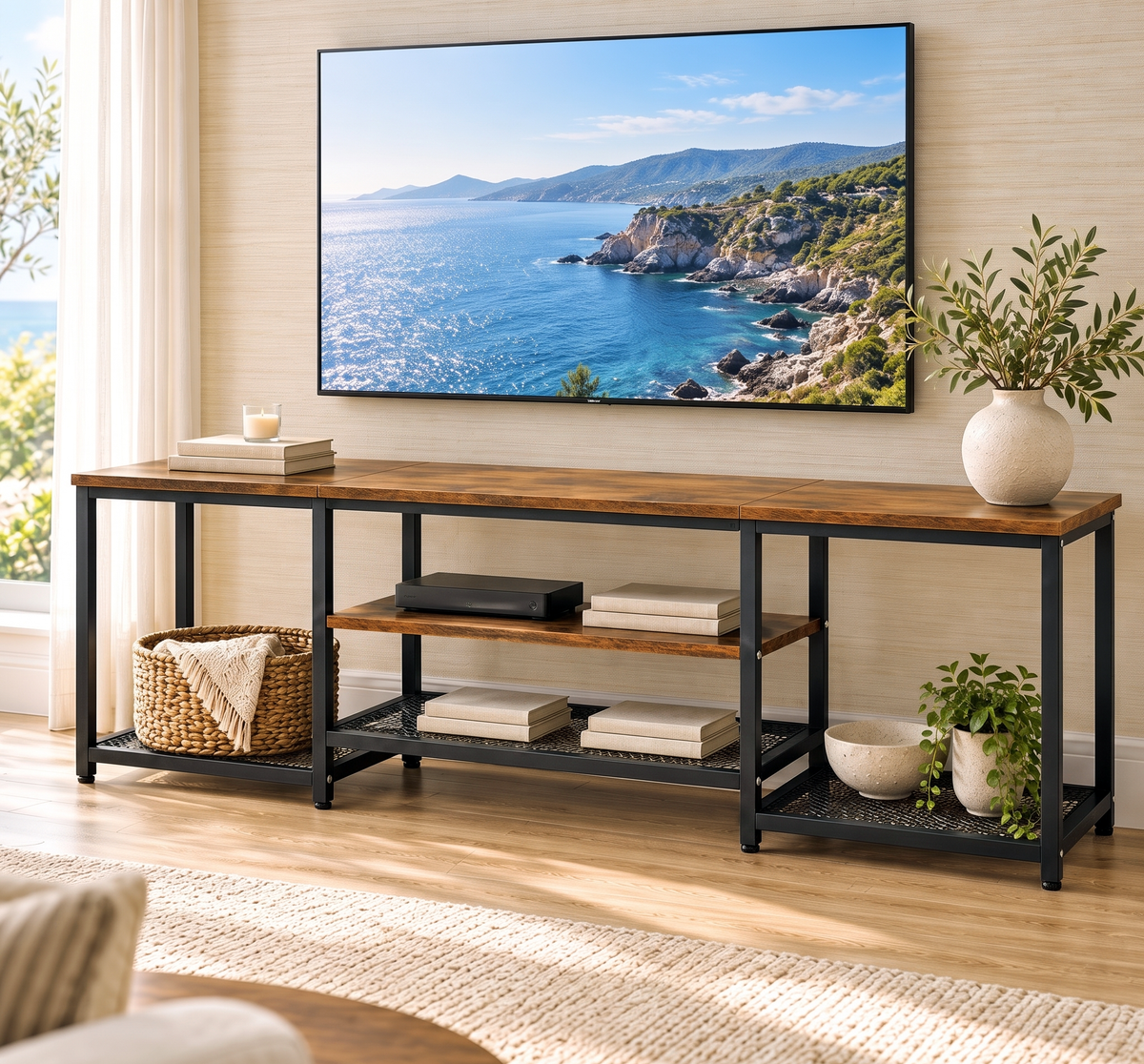 2-Piece Soho Rustic TV Cabinet & Coffee Table Living Room Set