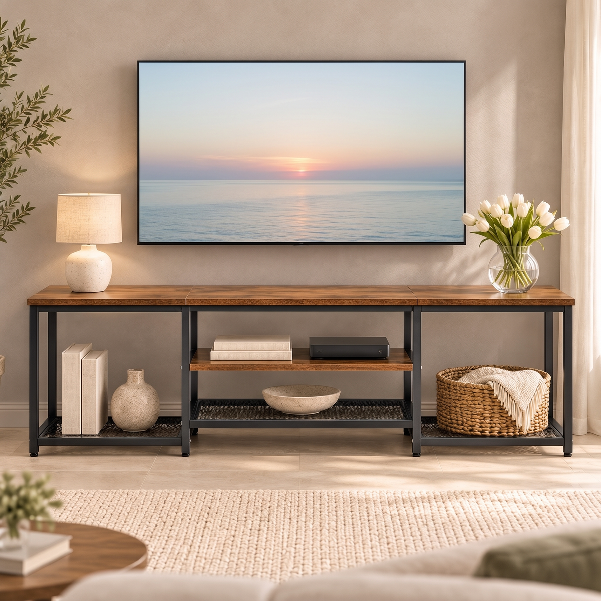 2-Piece Soho Rustic TV Cabinet & Coffee Table Living Room Set