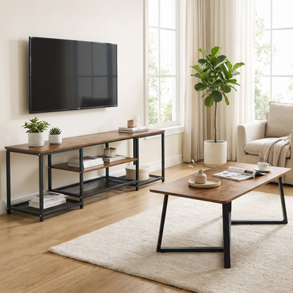 2-Piece Soho Rustic TV Cabinet & Coffee Table Living Room Set