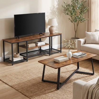 2-Piece Soho Rustic TV Cabinet & Coffee Table Living Room Set