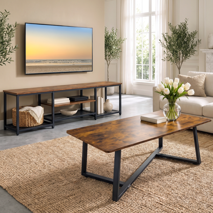 Soho Rustic Wood and Metal Coffee Table