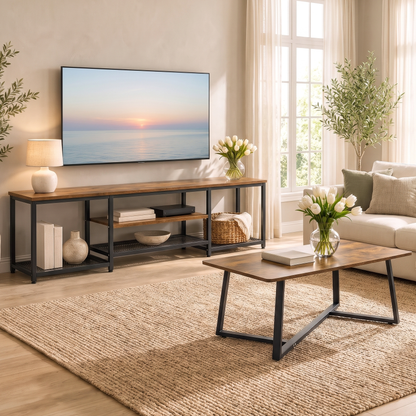 2-Piece Soho Rustic TV Cabinet & Coffee Table Living Room Set