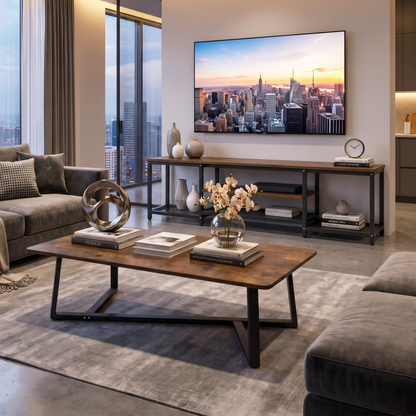 Soho Rustic Wood and Metal Coffee Table