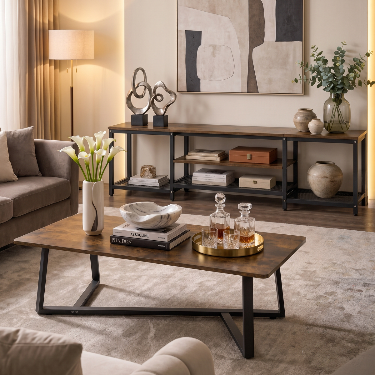 Soho Rustic Wood and Metal Coffee Table