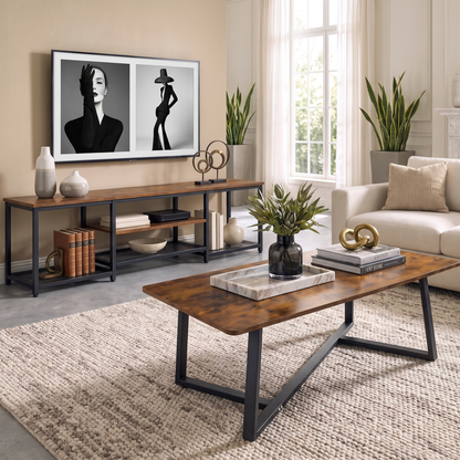 2-Piece Soho Rustic TV Cabinet & Coffee Table Living Room Set