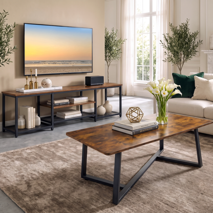 2-Piece Soho Rustic TV Cabinet & Coffee Table Living Room Set