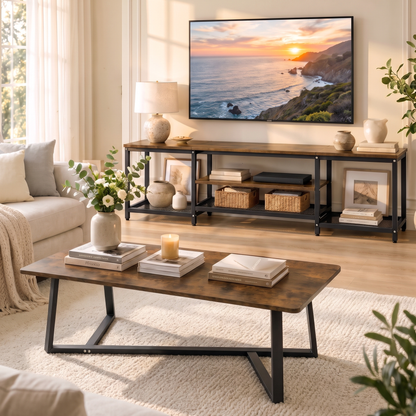 2-Piece Soho Rustic TV Cabinet & Coffee Table Living Room Set