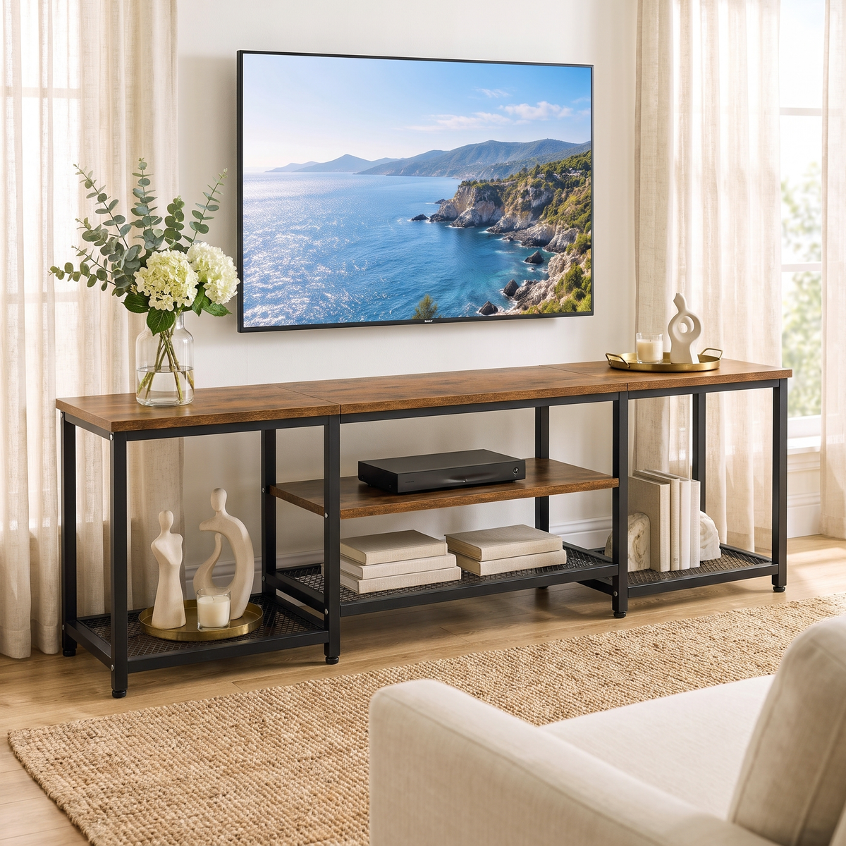 Soho Rustic TV Cabinet Stand Entertainment Unit with Storage Shelves