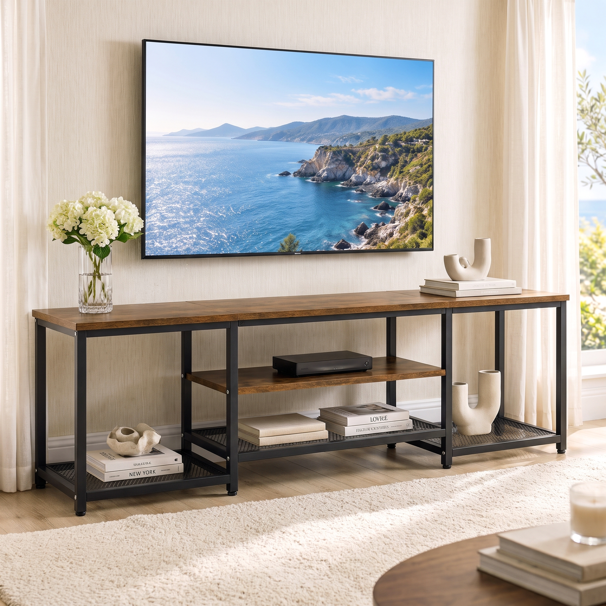 Soho Rustic TV Cabinet Stand Entertainment Unit with Storage Shelves