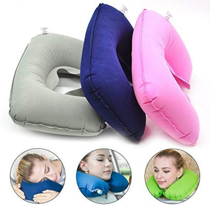 Inflatable Travel Neck U Shape Pillow Support Head Rest Air blow up Cushion