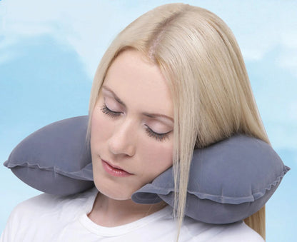 Inflatable Travel Neck U Shape Pillow Support Head Rest Air blow up Cushion