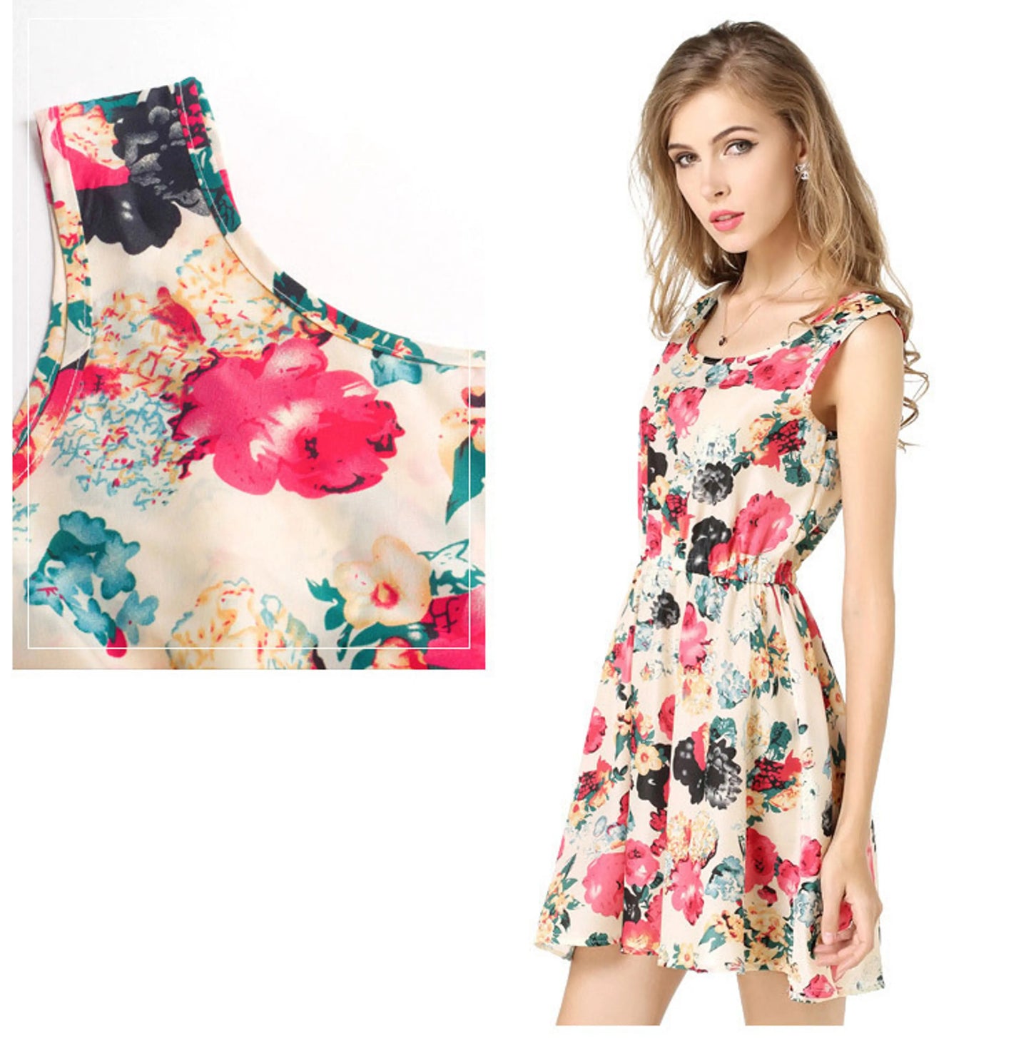 Elegant Floral Chiffon Summer Dress