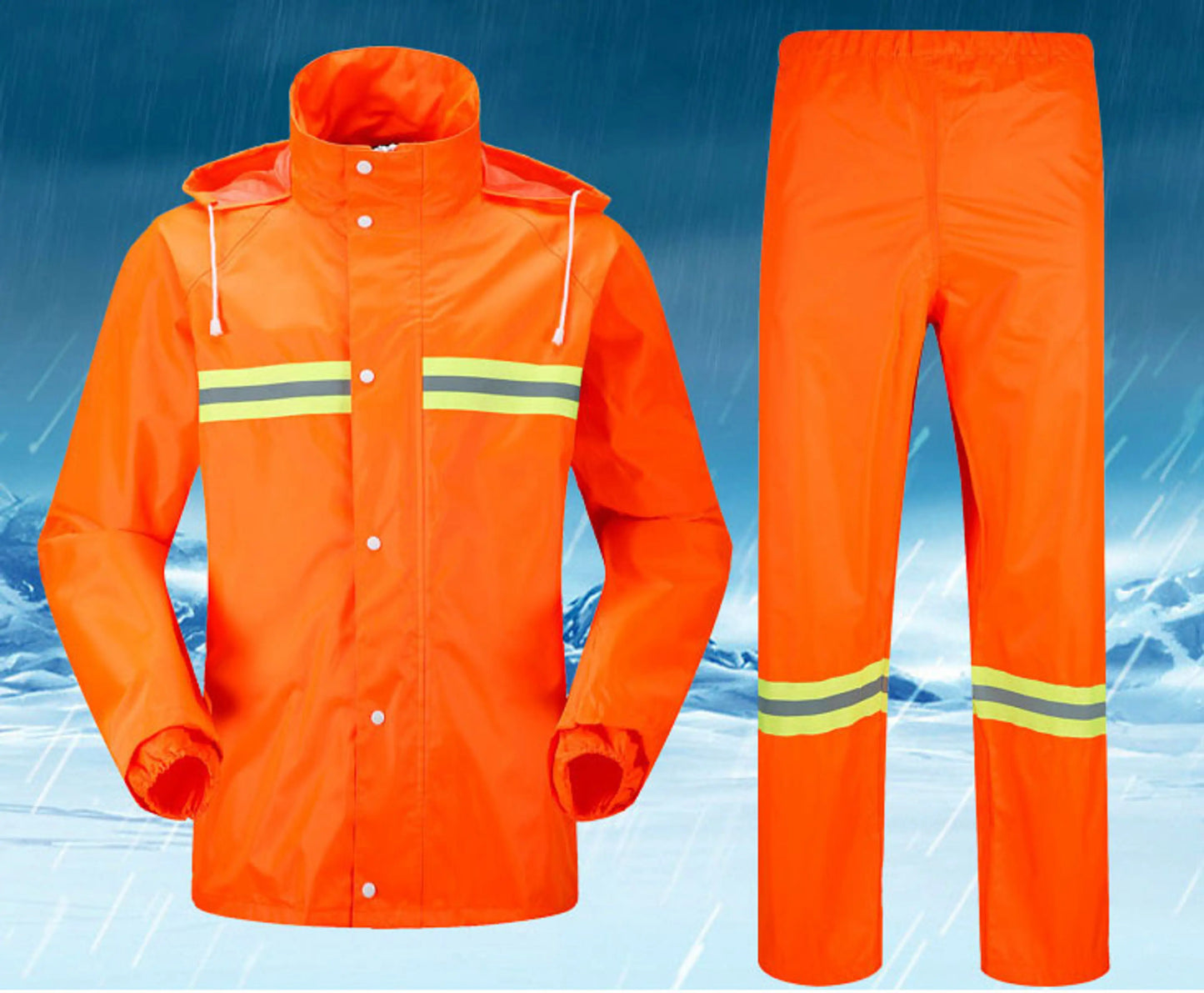 Hi Vis Rain Coat Waterproof Jacket & Trousers Set