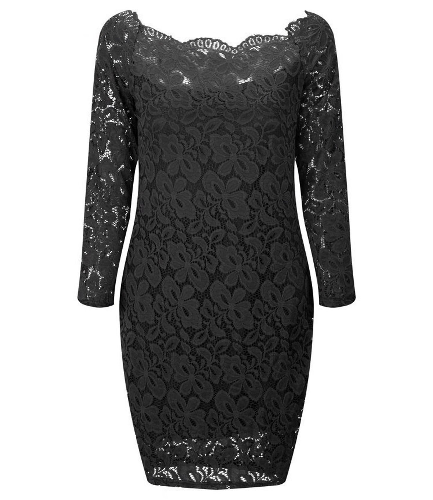 Adored Long Sleeve Lace Dress (Ruby)