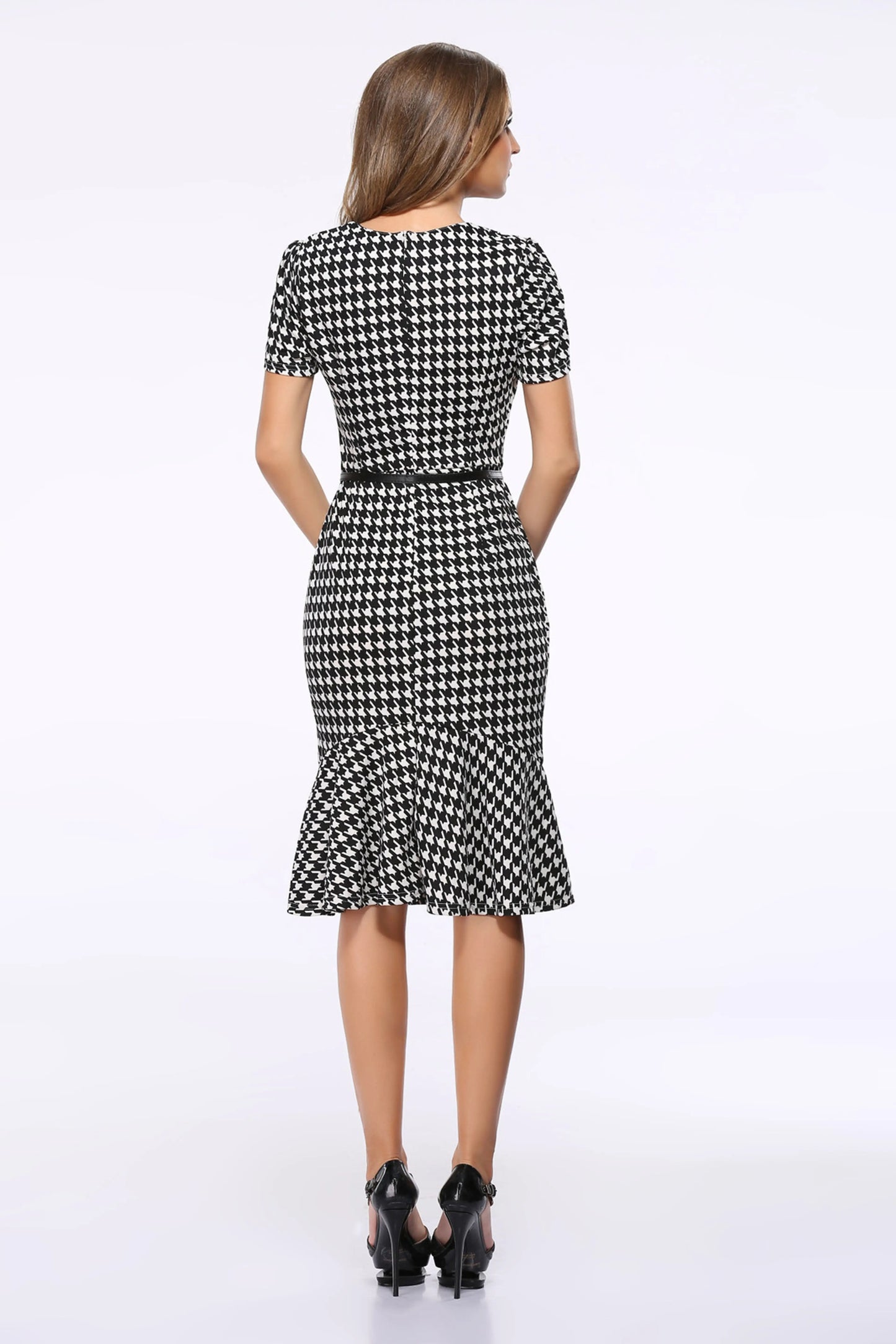 Status Office Patterned Dress with Belt