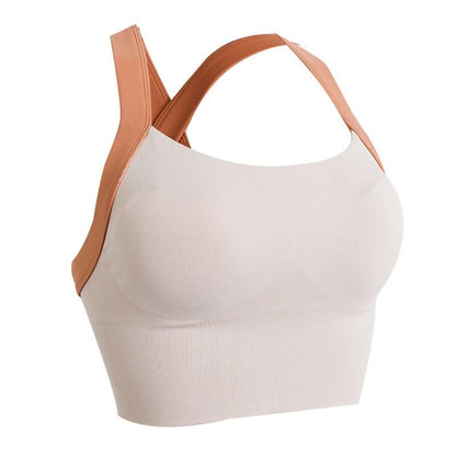 Two-tone Fitness Top Yoga Sports Padded Bra Tank (Nude)