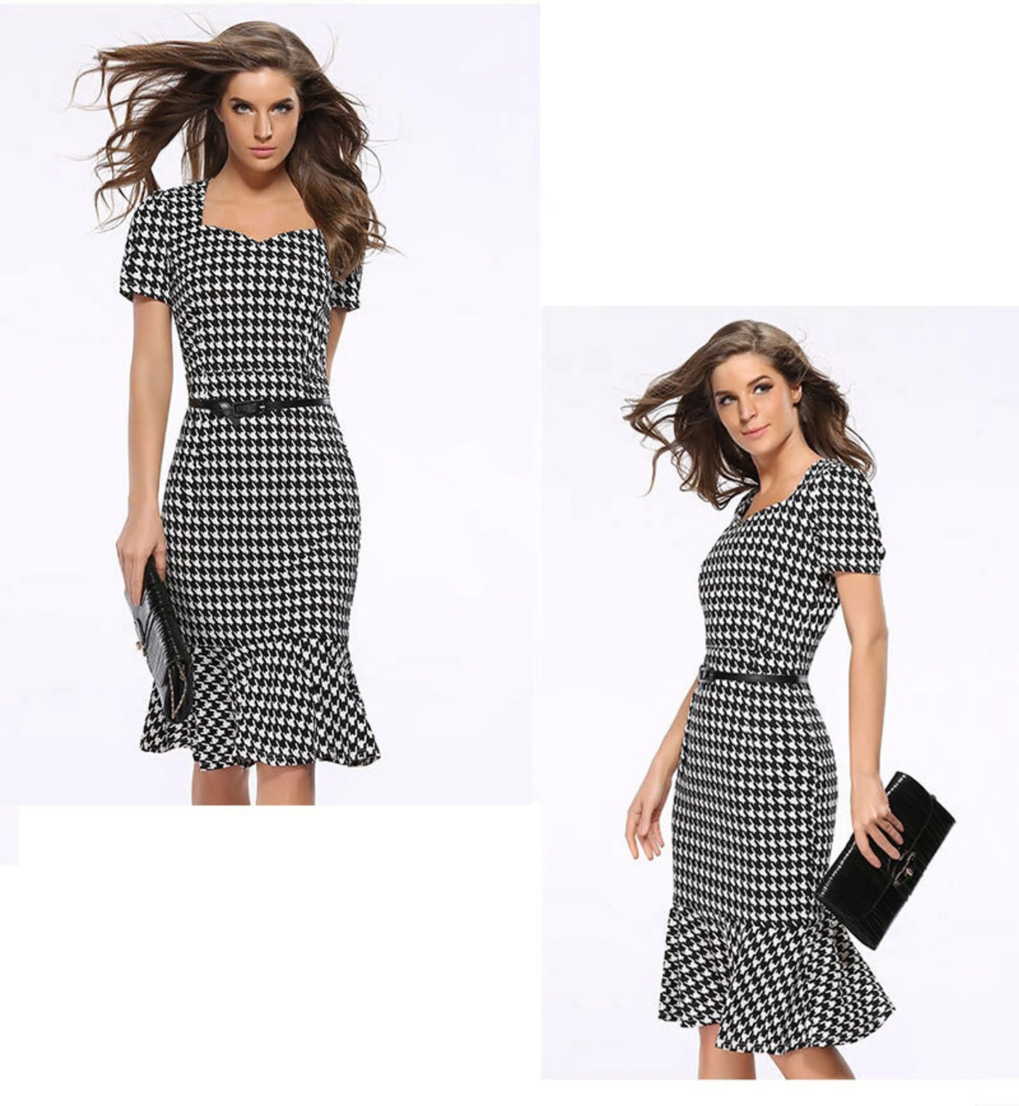 Status Office Patterned Dress with Belt