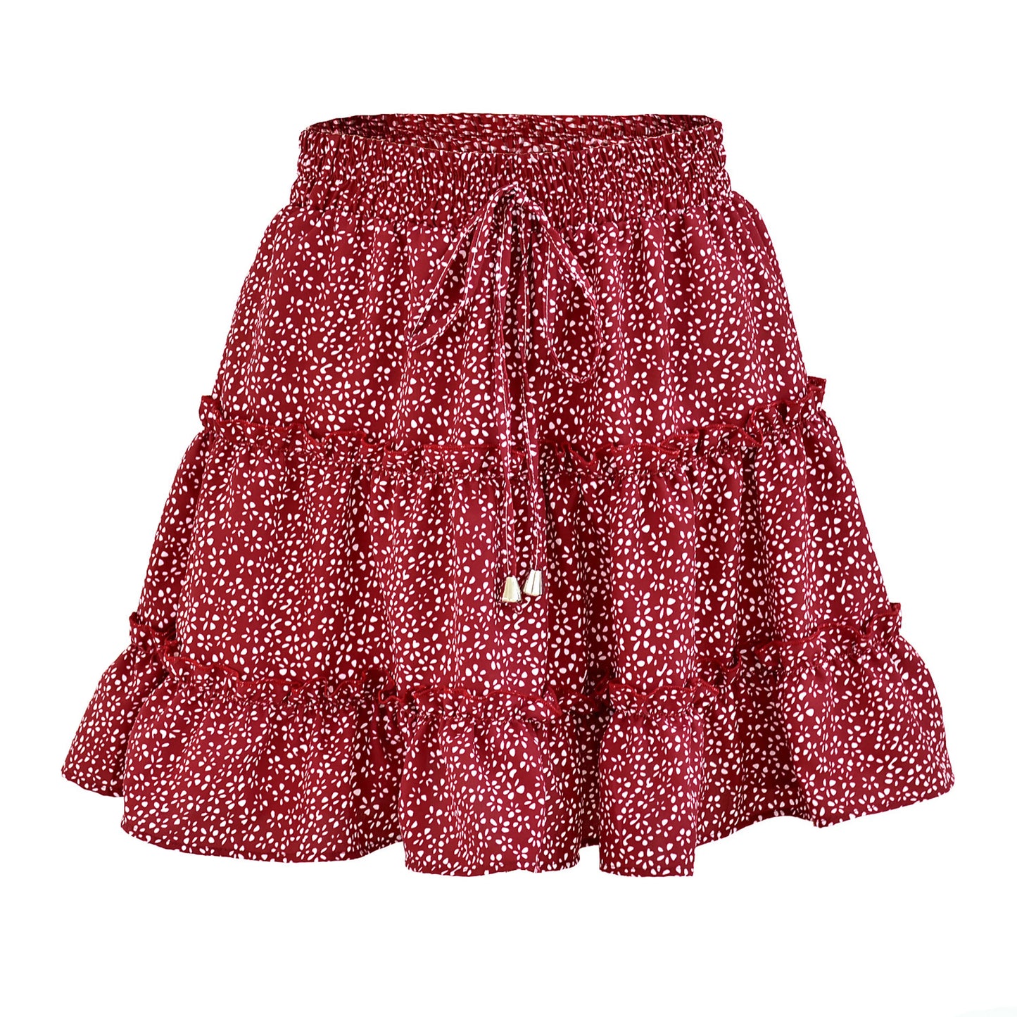 Darling Ladies Floral Frill Trim Skirt (Red)