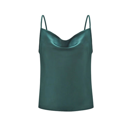 Divine Ladies Luxurious Silky Green Cowl Neck Top