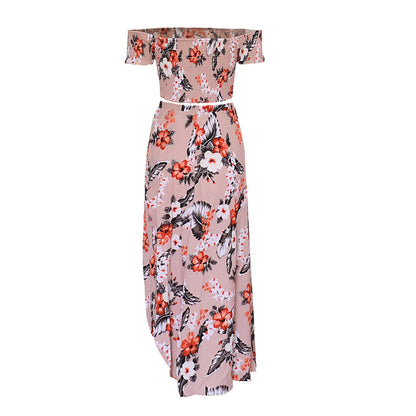 Floral Bardot Two-Piece Set Off-Shoulder Top and Maxi Skirt