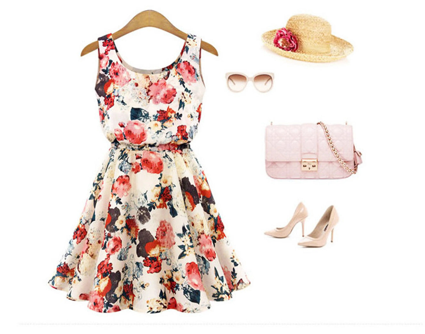 Elegant Floral Chiffon Summer Dress