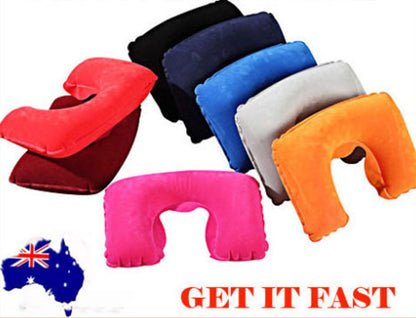 Inflatable Travel Neck U Shape Pillow Support Head Rest Air blow up Cushion