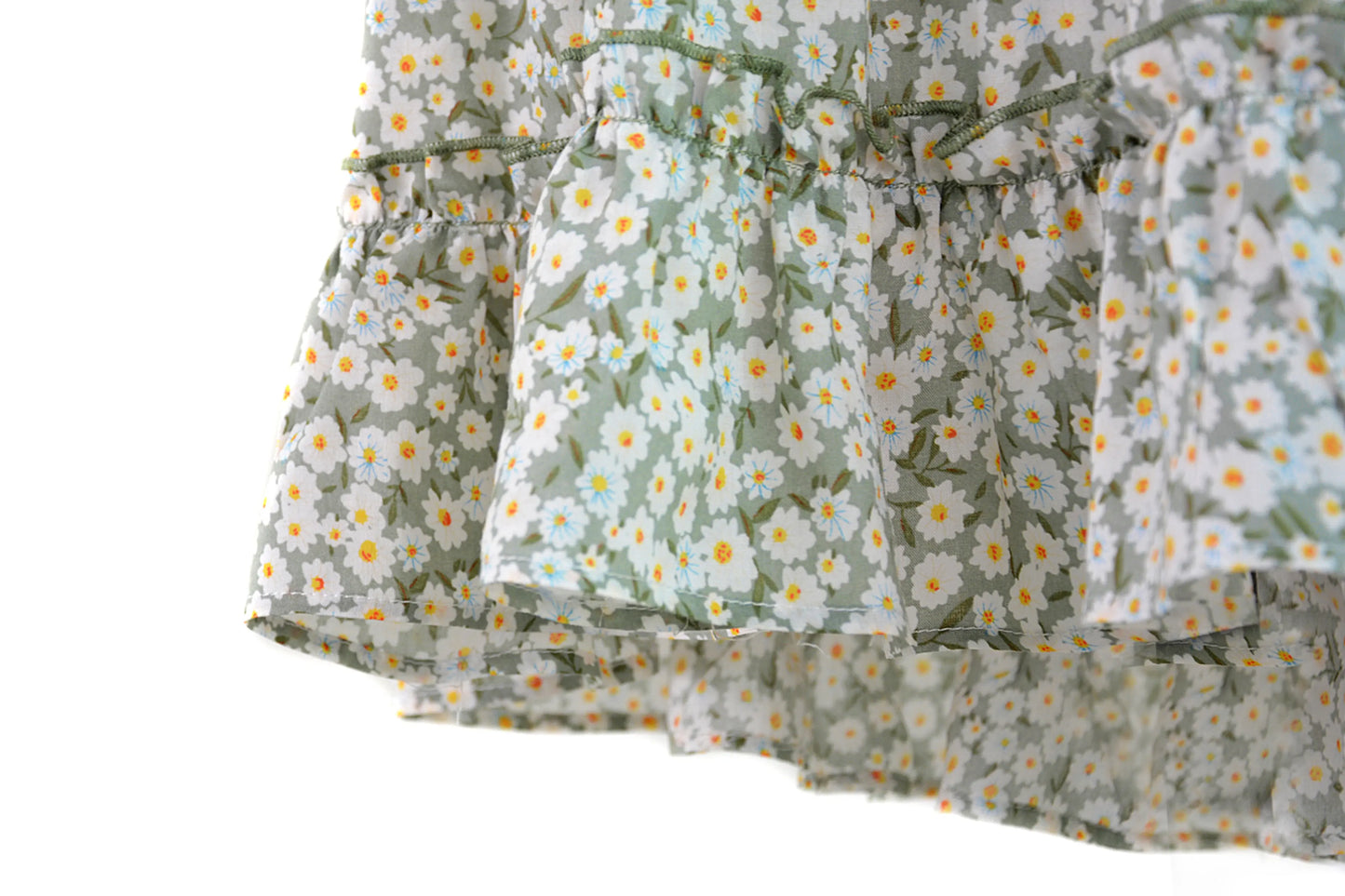 Darling Ladies Floral Frill Trim Skirt (Green)