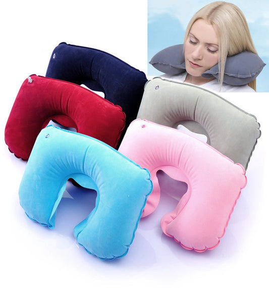 Inflatable Travel Neck U Shape Pillow Support Head Rest Air blow up Cushion