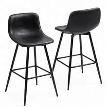 2 x Enliven Designer Faux Leather Bar Stools (Black - Set of 2)