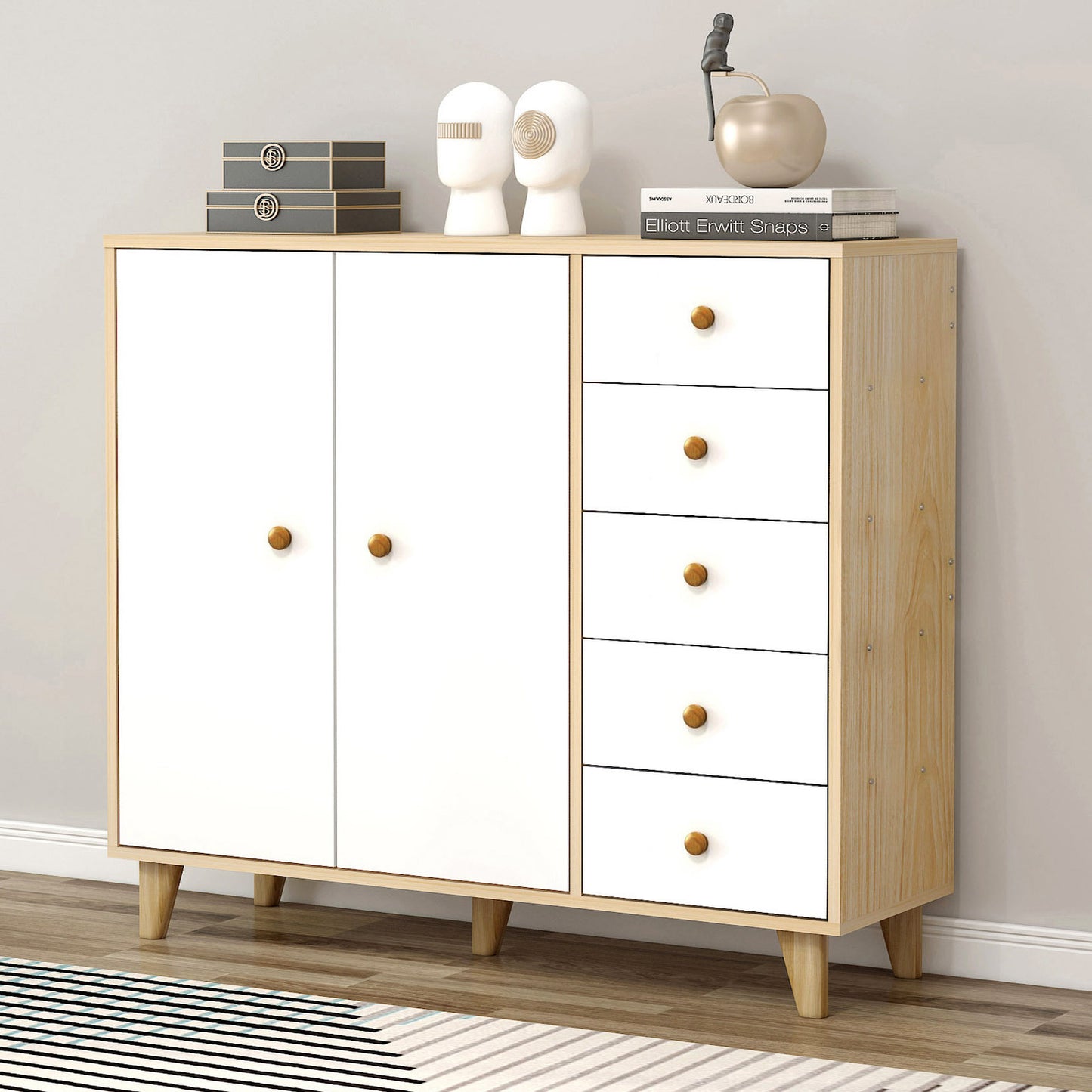 Deluxe Large Unity Chest of Drawers and Cabinet (White)