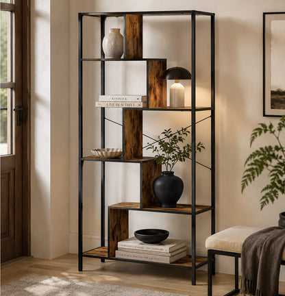 Pivot Premium Rustic Tall Bookcase Display Shelf Bookshelf Organizer