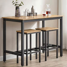 3 Piece Grandeur Premium Wood & Steel Bar Table and Stools Dinning Set (Rustic Oak)