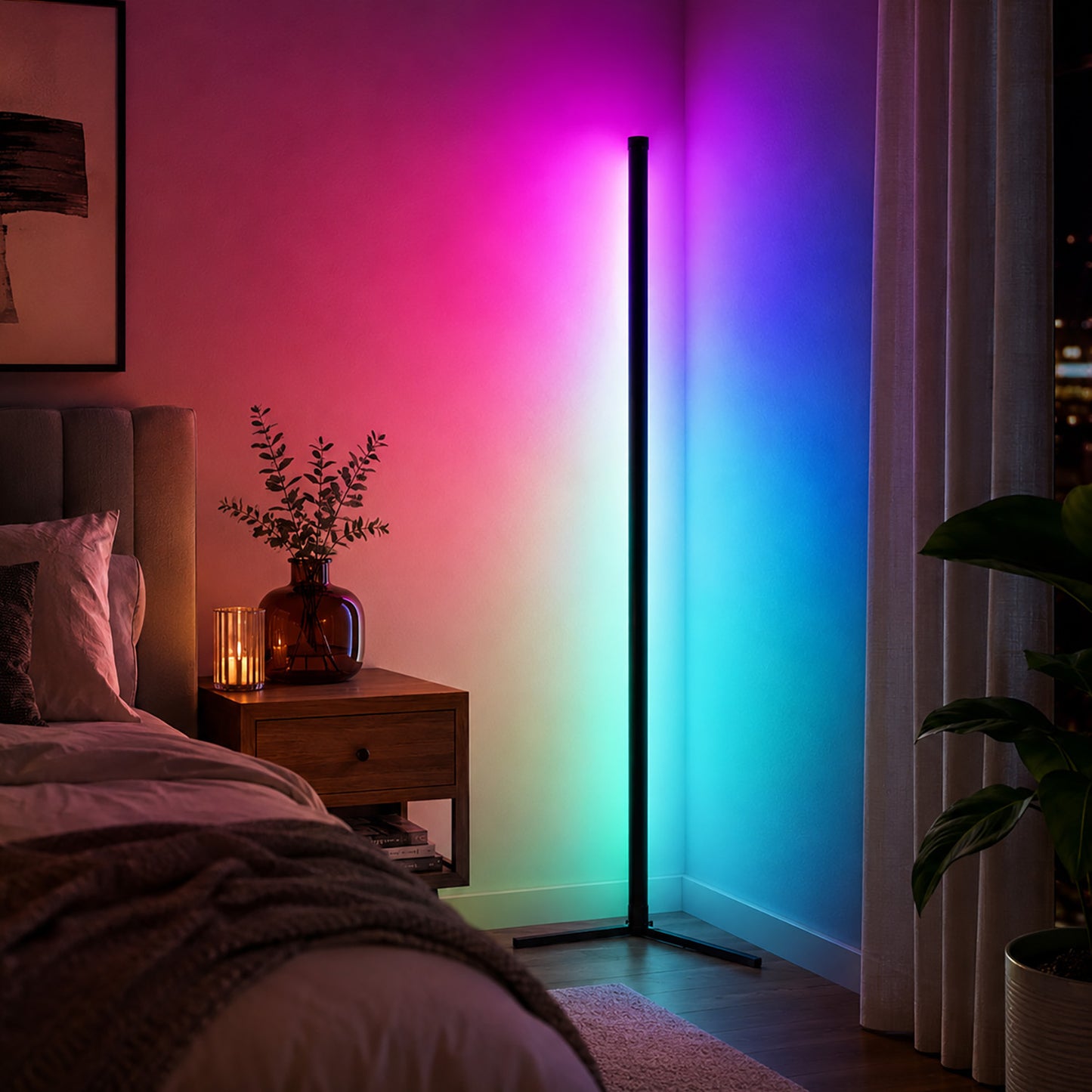 Smart Magic RGB LED Corner Floor Lamp Colour Changing Ambient Light