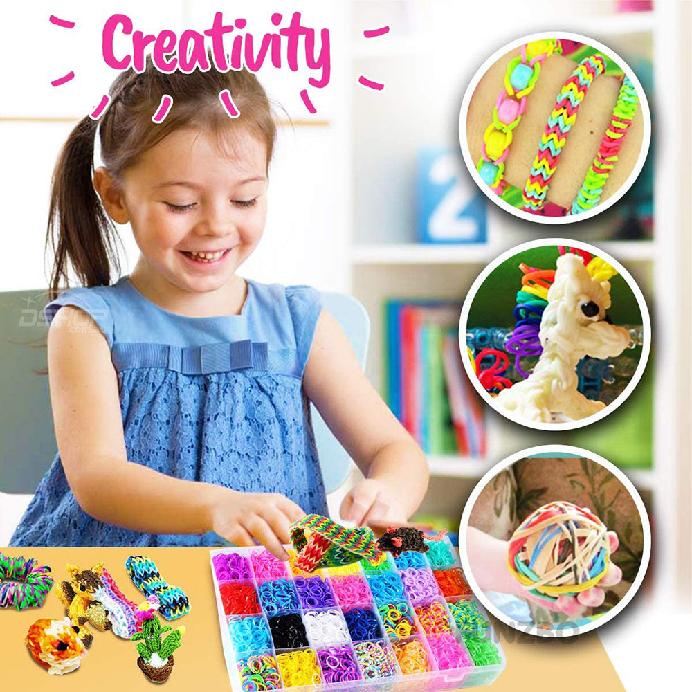 1500 PC Rainbow Loom Rubber Bands and 32-Grid Accessories Kit DIY Crafts