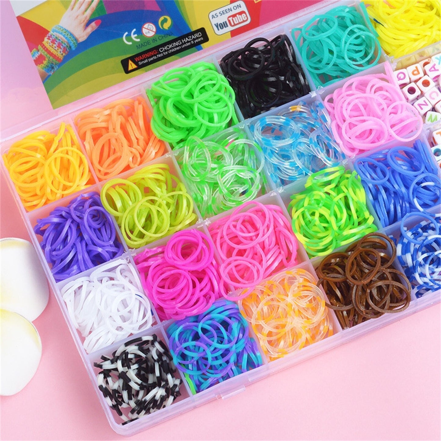 1500 PC Rainbow Loom Rubber Bands and 32-Grid Accessories Kit DIY Crafts