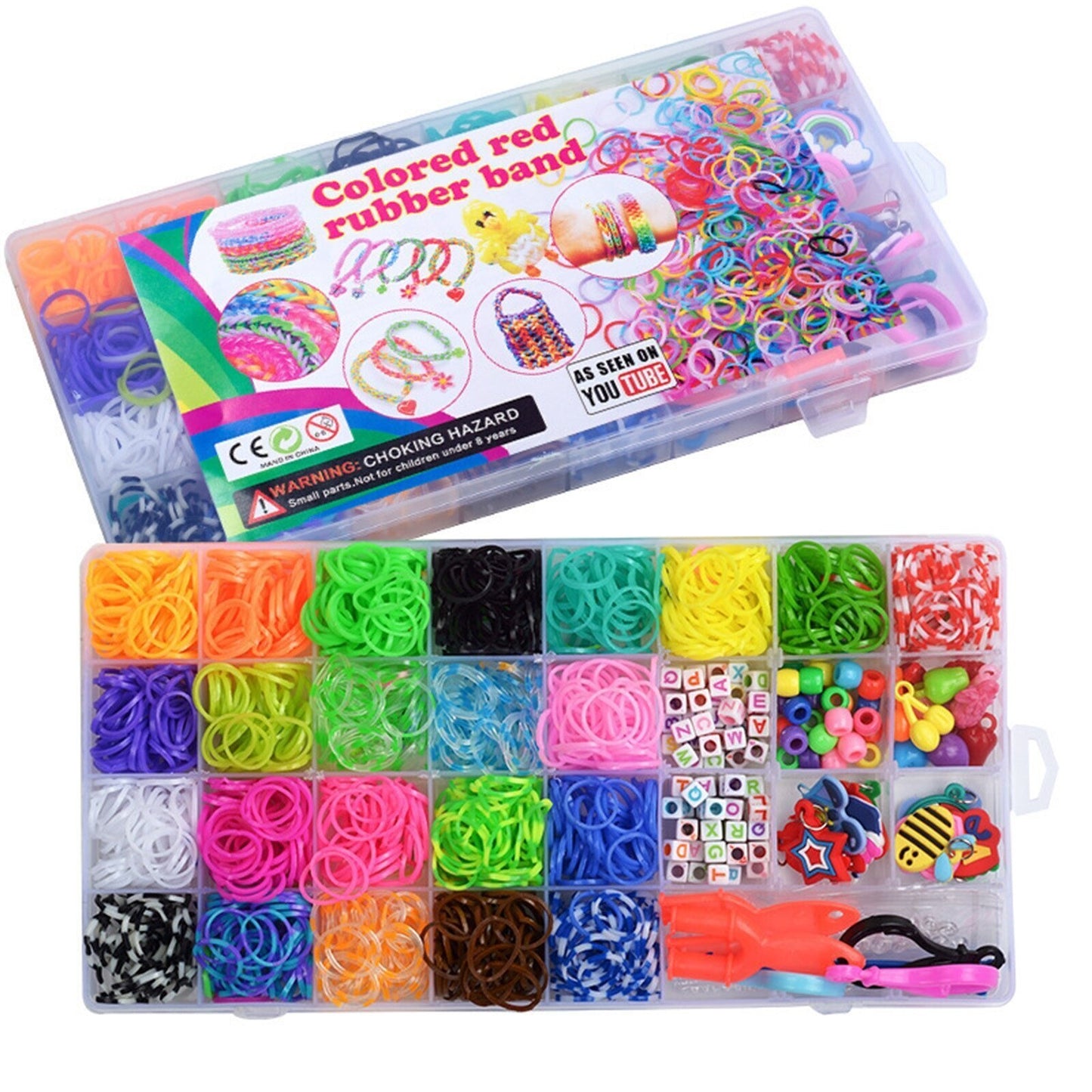 1500 PC Rainbow Loom Rubber Bands and 32-Grid Accessories Kit DIY Crafts