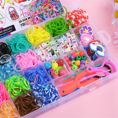 1500 PC Rainbow Loom Rubber Bands and 32-Grid Accessories Kit DIY Crafts