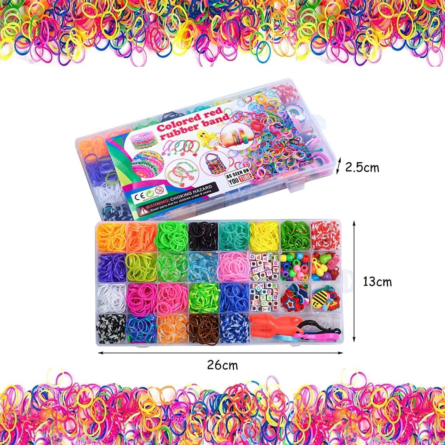 1500 PC Rainbow Loom Rubber Bands and 32-Grid Accessories Kit DIY Crafts