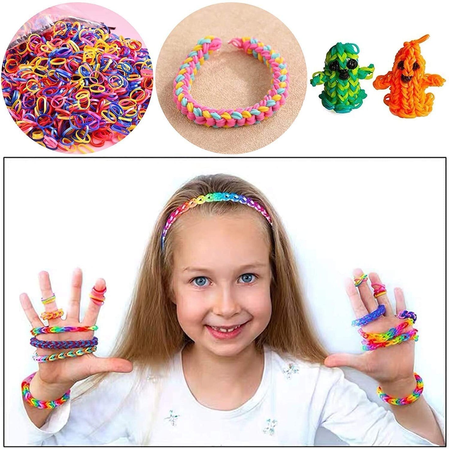 1500 PC Rainbow Loom Rubber Bands and 32-Grid Accessories Kit DIY Crafts