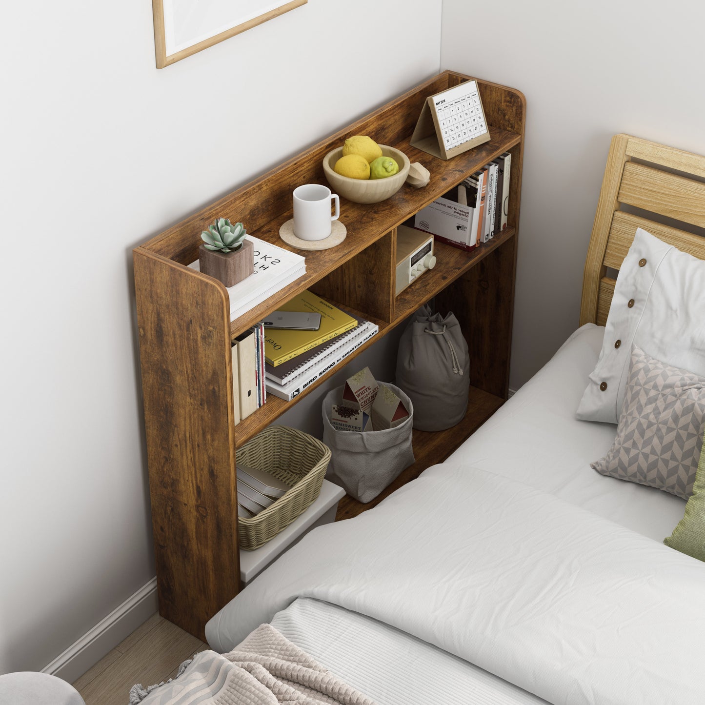 Ambassador Console Table Tall Narrow Bedside Table (Rustic Wood)